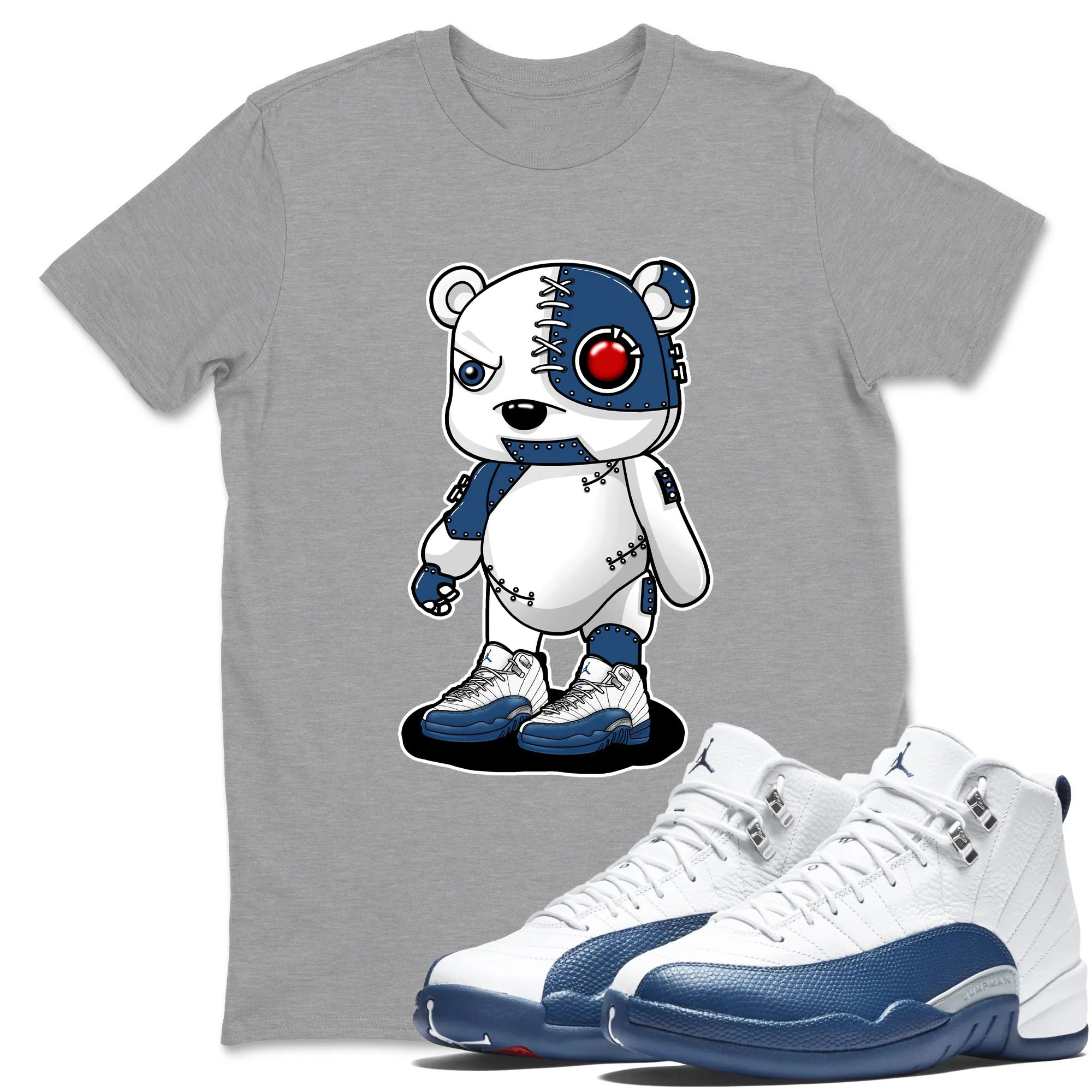 Cyborg Bear TEEWAVO Sneaker Tees - Air Jordan 12 French Blue