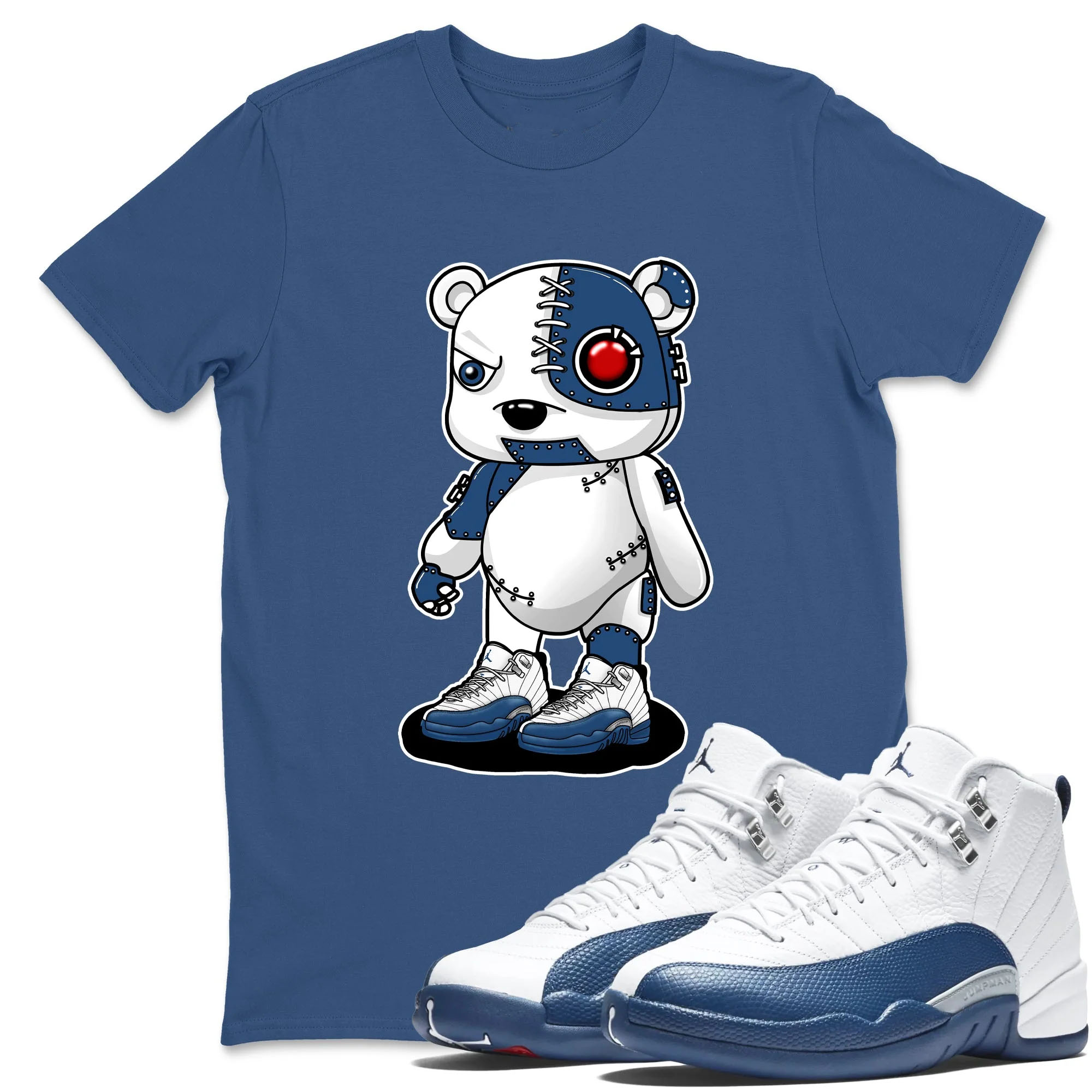 Cyborg Bear TEEWAVO Sneaker Tees - Air Jordan 12 French Blue
