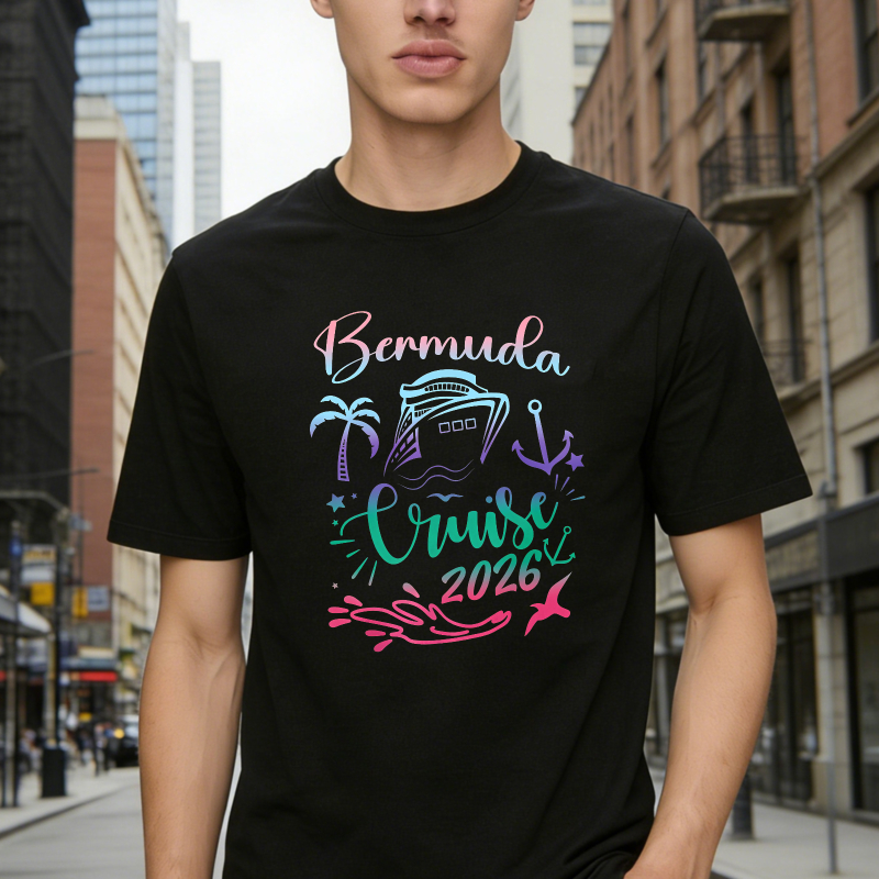 Bermuda Cruise 2026 Palm Tree Ship Anchor Design Unisex Classic T-shirt