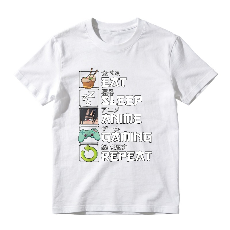 Eat Sleep Anime Gaming Repeat Pattern Unisex Classic T-shirt