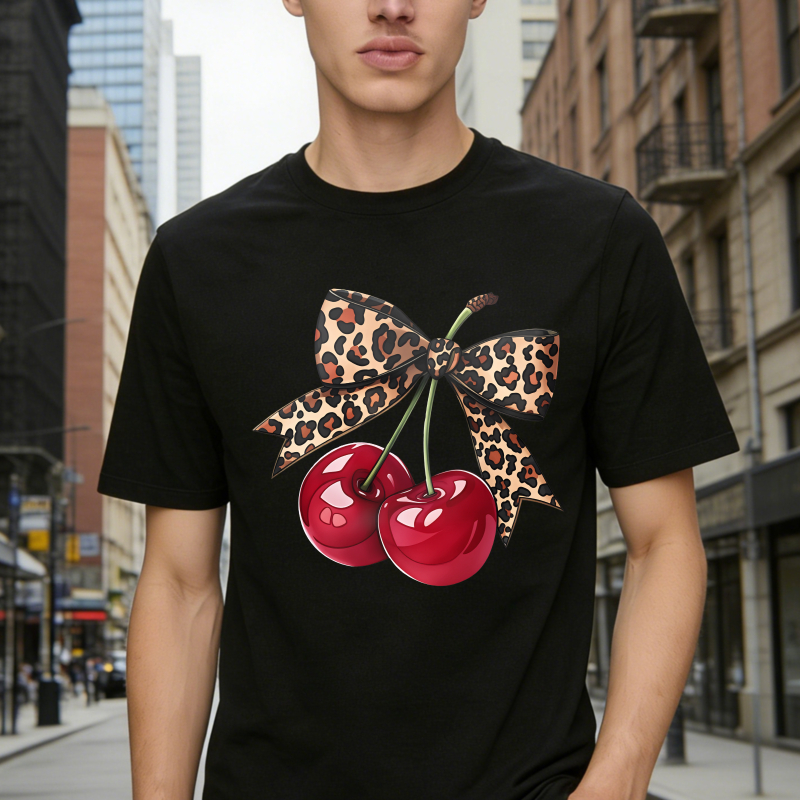 Cherry With Leopard Bow Print Unisex Classic T-shirt
