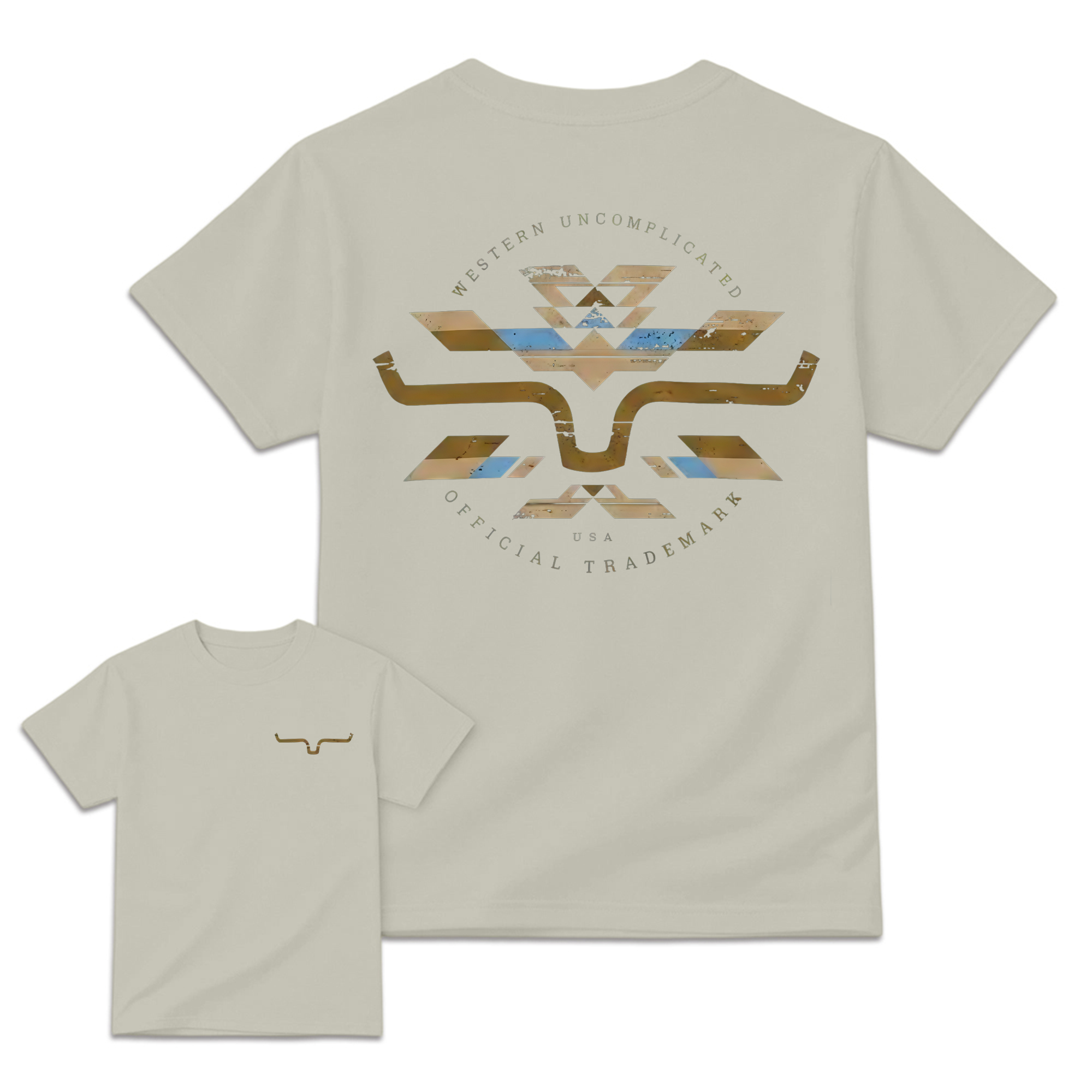 Vintage Western Longhorn Tribal Print Double Sided Graphic T‑Shirt