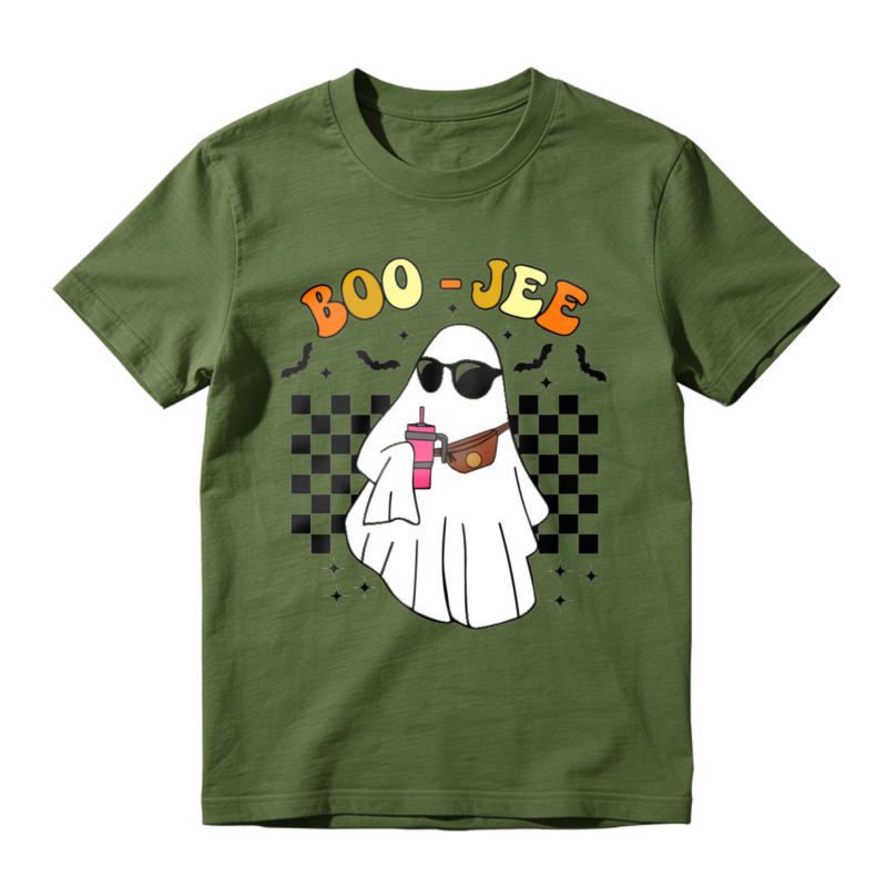 Boo Jee Funny Ghost Wearing Sunglasses And Fanny Pack Holding Drink Halloween T-shirt