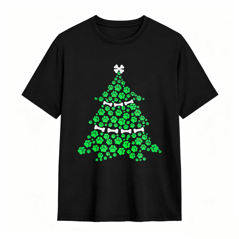 Christmas Tree Paw Print And Bone Design Unisex Classic T-shirt