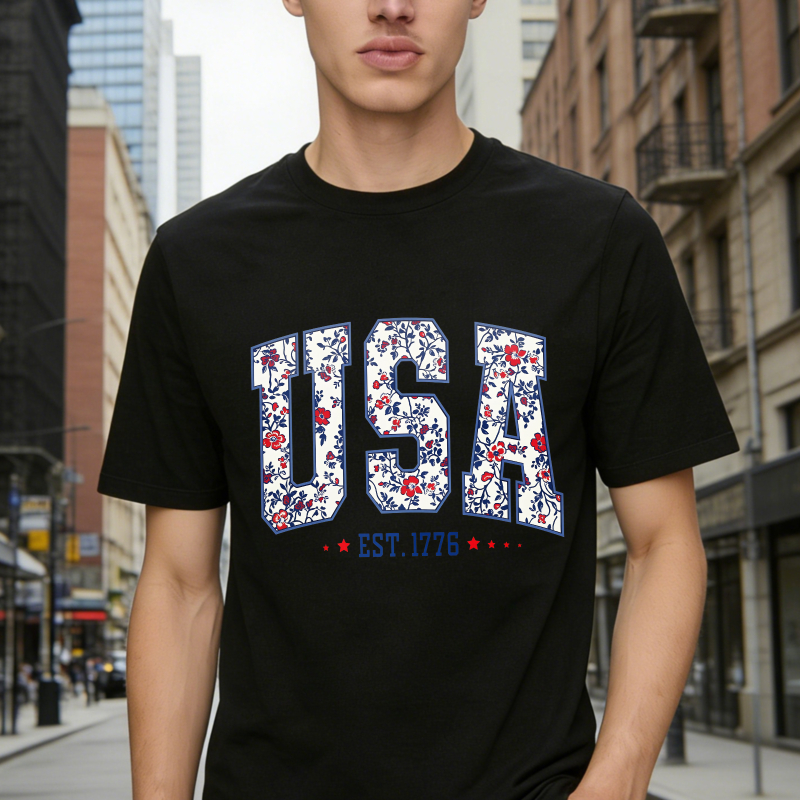 Floral Usa Est 1776 Unisex Classic T-shirt