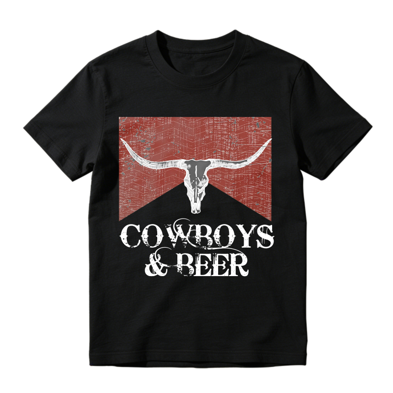 Cowboys And Beer Bull Skull Western Design Unisex Classic T-shirt