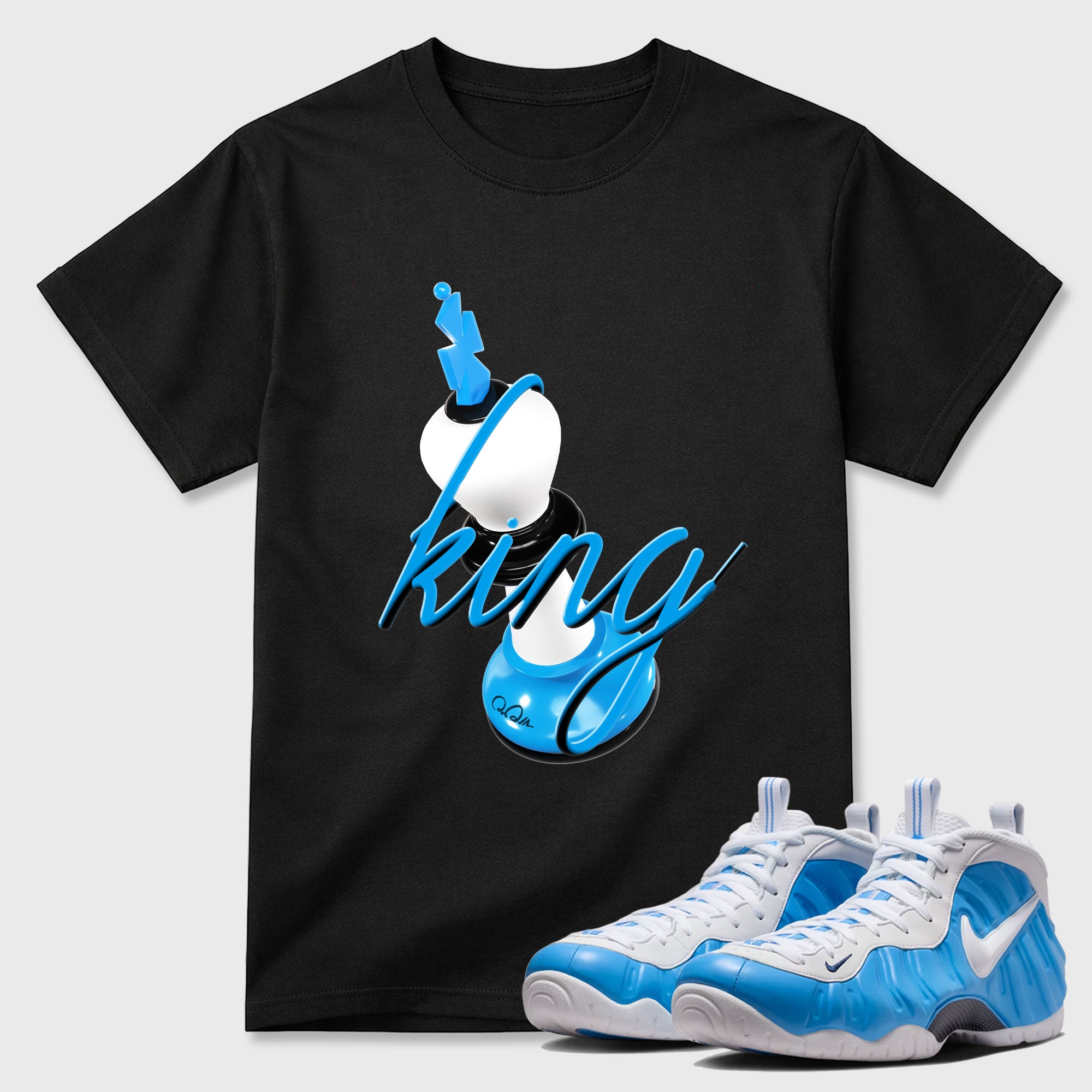 3D King Sneaker Tees - Air Foamposite Pro University Blue