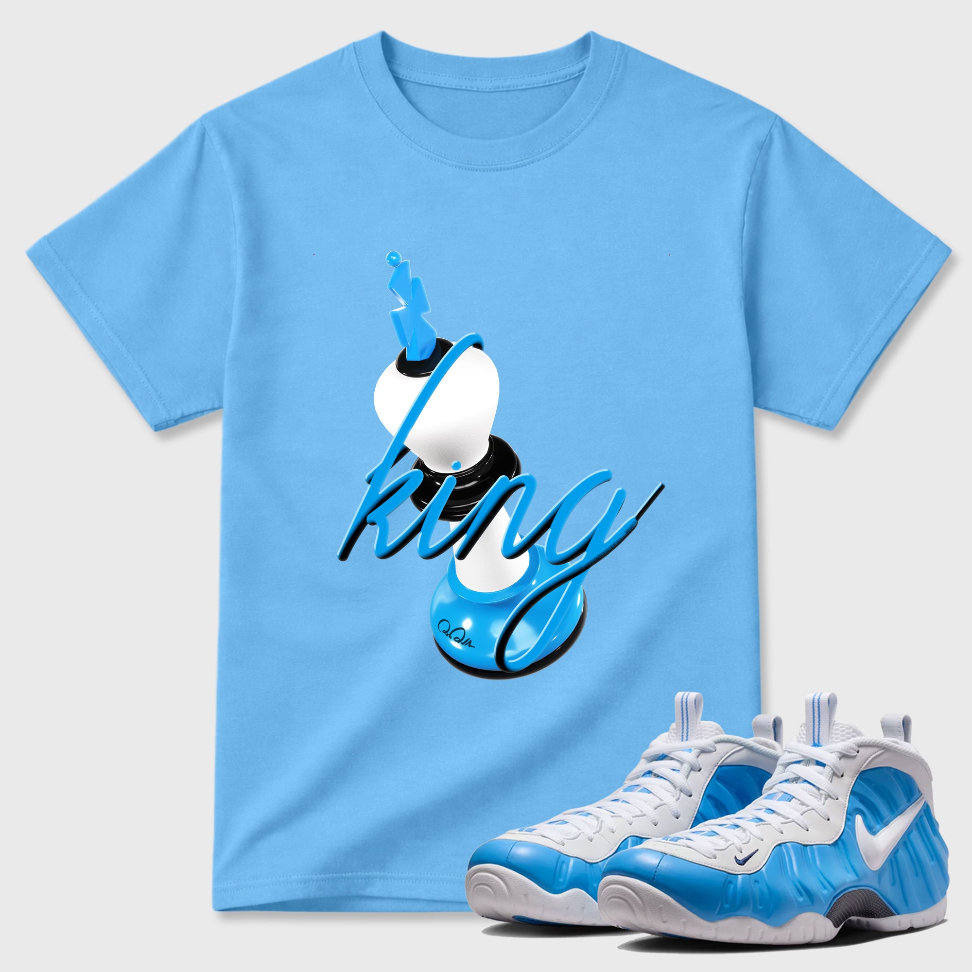 3D King Sneaker Tees - Air Foamposite Pro University Blue