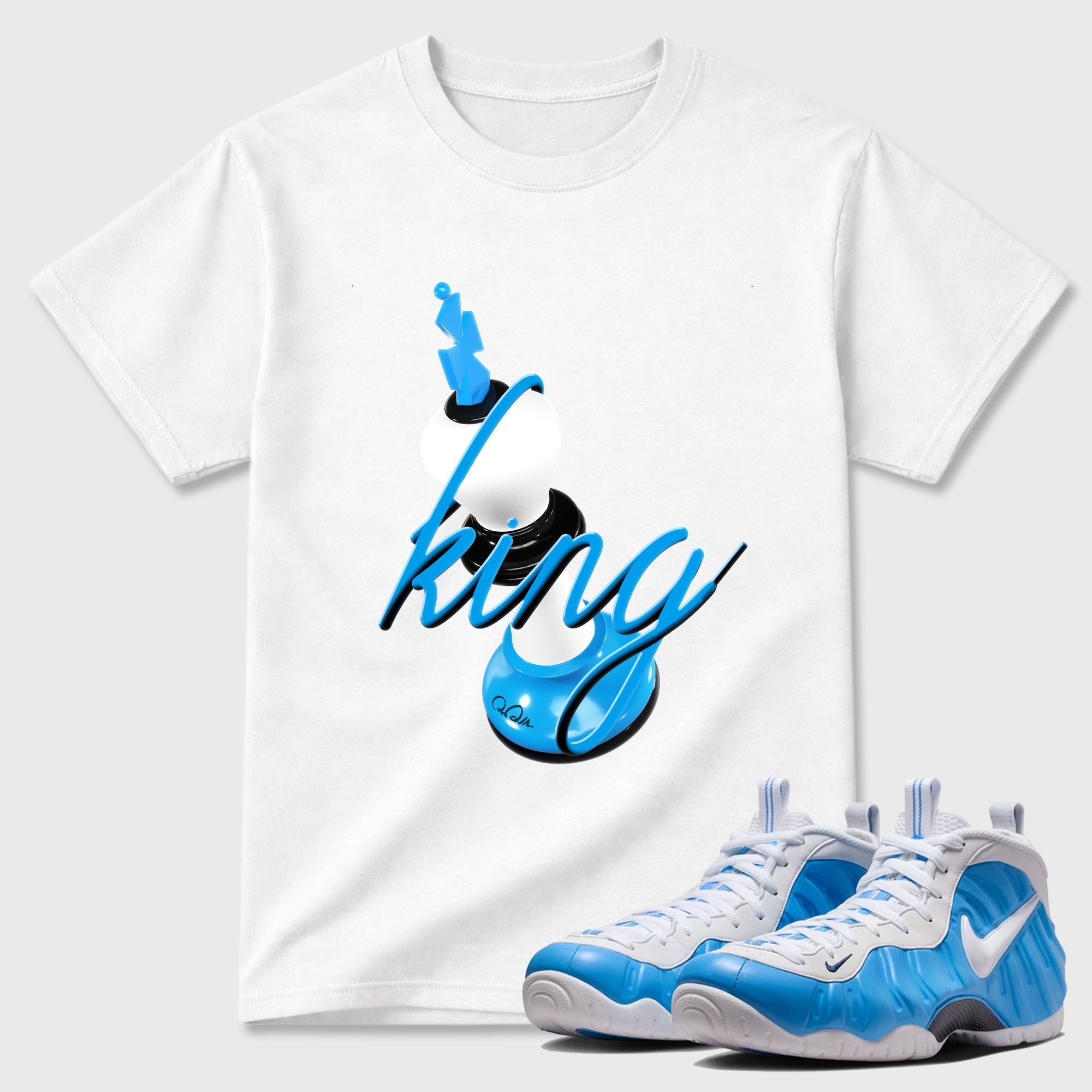 3D King Sneaker Tees - Air Foamposite Pro University Blue