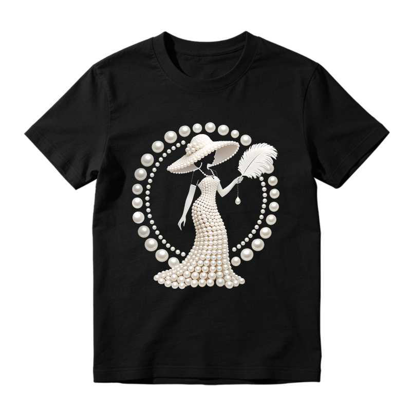 Pearl Lady With Hat And Fan Unisex Classic T-shirt