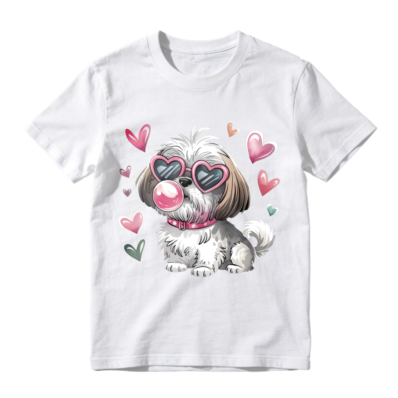 Cute Dog With Heart Sunglasses And Bubble Gum Unisex Classic T-shirt