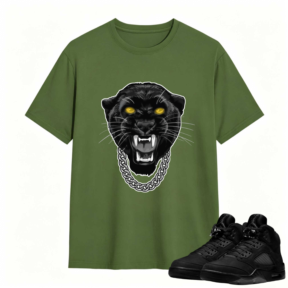 Gangster Black Cat Sneaker Tees - Air Jordan 5 Black Cat