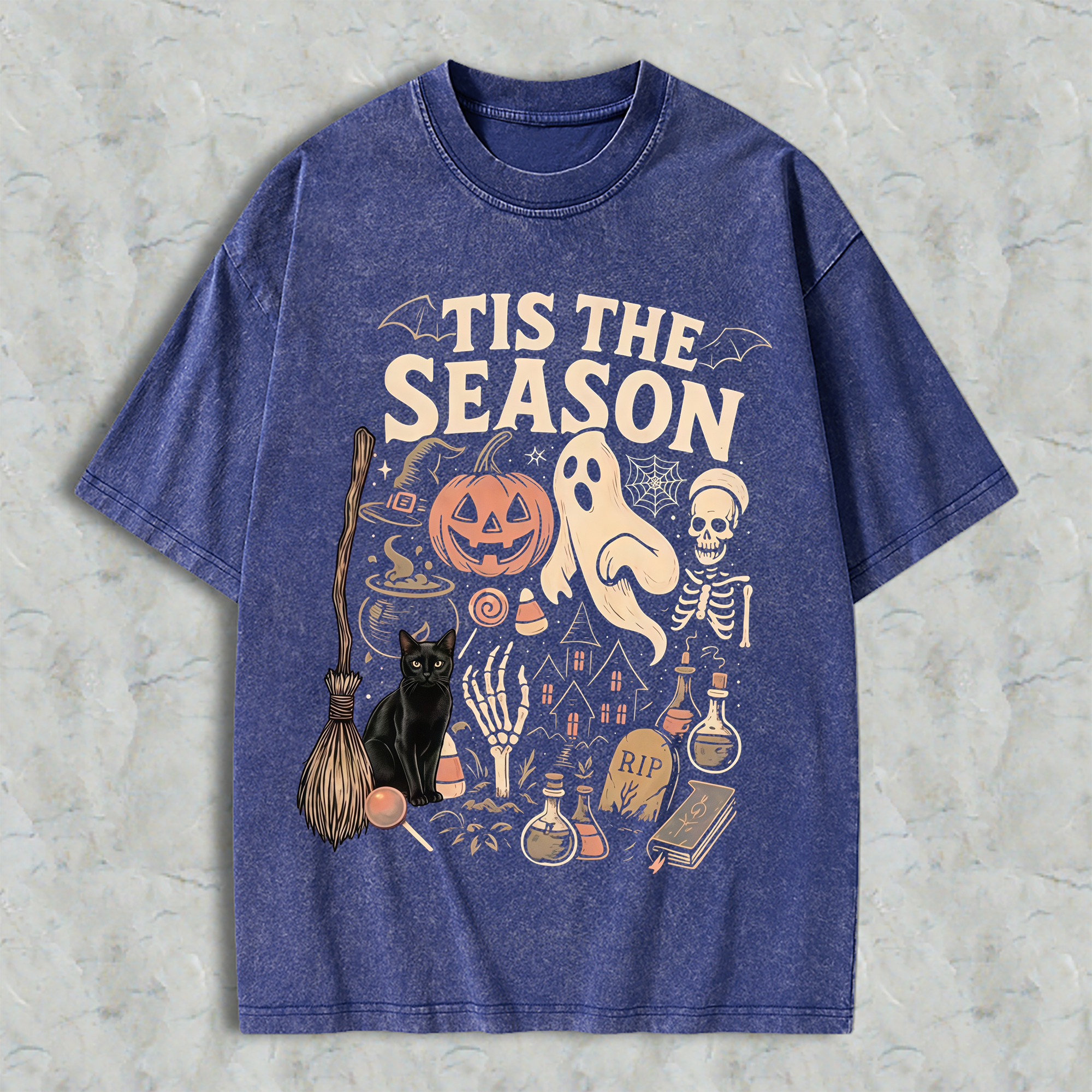 Tis The Season Halloween Comfort Colors Shirt, Ghost Pumpkin Black Cat Graphic Tee