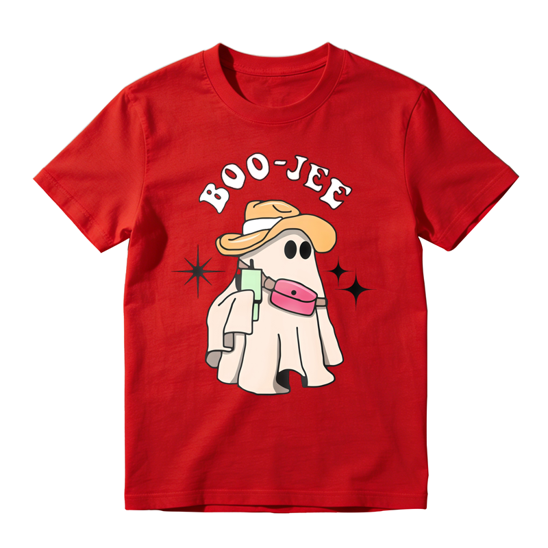 Boo Jet Ghost Wearing Cowboy Hat And Fanny Pack With Sparkles Graphic T-shirt