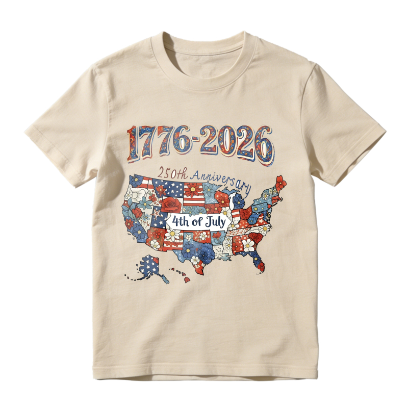 1776 2026 250th Anniversary Usa Map With American Flag And Stars Unisex Classic T-shirt