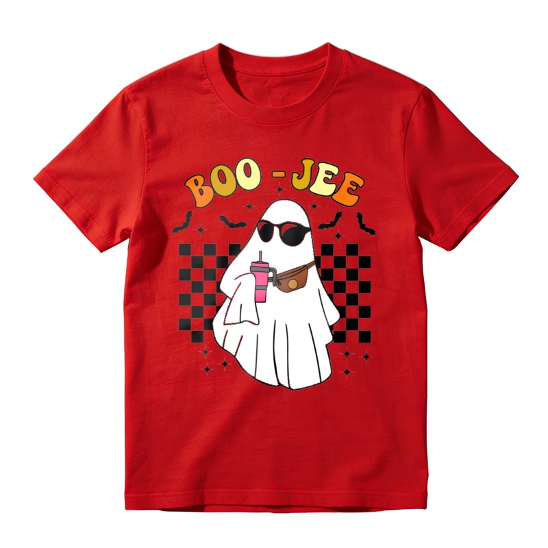 Boo Jee Funny Ghost Wearing Sunglasses And Fanny Pack Holding Drink Halloween T-shirt
