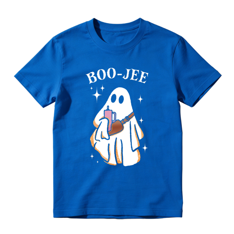 Boo Jee Ghost Holding Pink Drink And Brown Bag Funny Halloween T-shirt