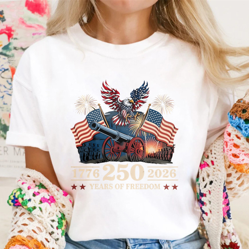 American Eagle Flag Cannon 1776 250 2026 Years Of Freedom Unisex Classic T-shirt