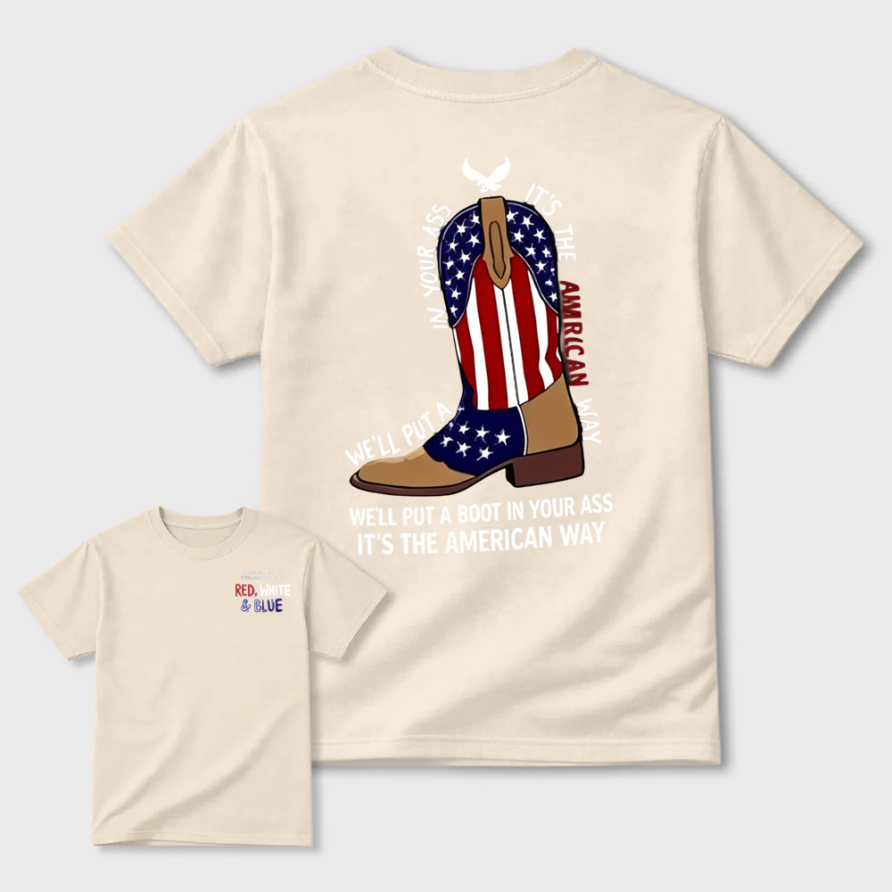 Eagle American Flag Cowboy Boots Graphic T-Shirt