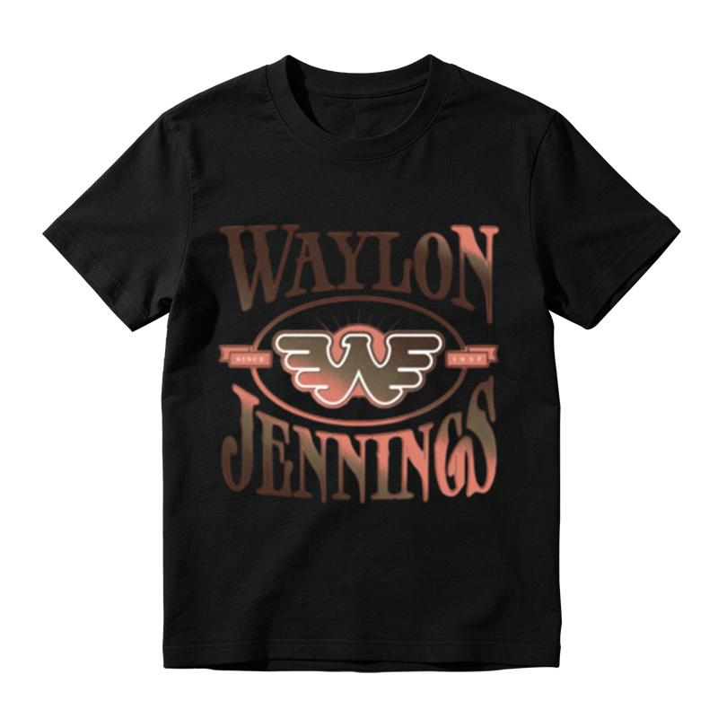 Classic Gradient Letter Wing Badge Vintage Printed Black Tee