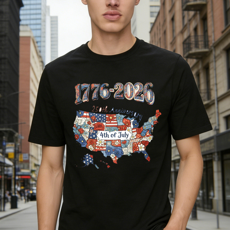 1776 2026 250th Anniversary Usa Map With American Flag And Stars Unisex Classic T-shirt