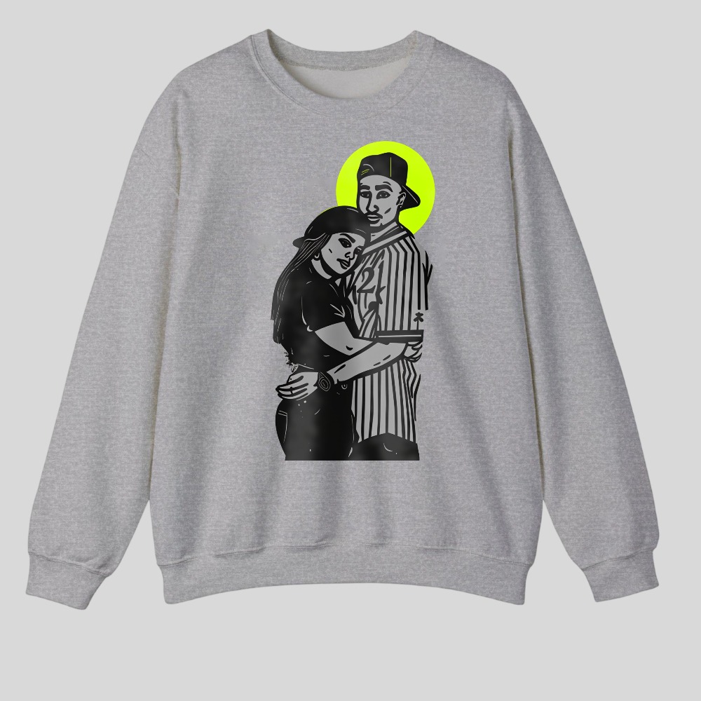 Couple Embracing With Neon Halo Background tshirt 100% cotton
