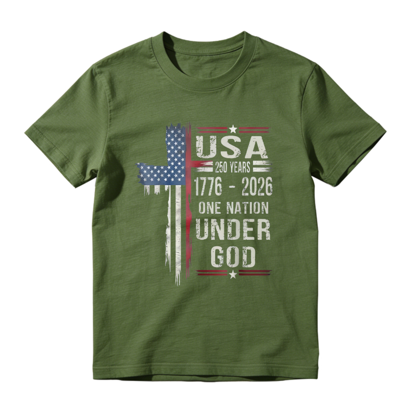 Usa Flag Cross 250 Years 1776 2026 One Nation Under God Unisex Classic T-shirt