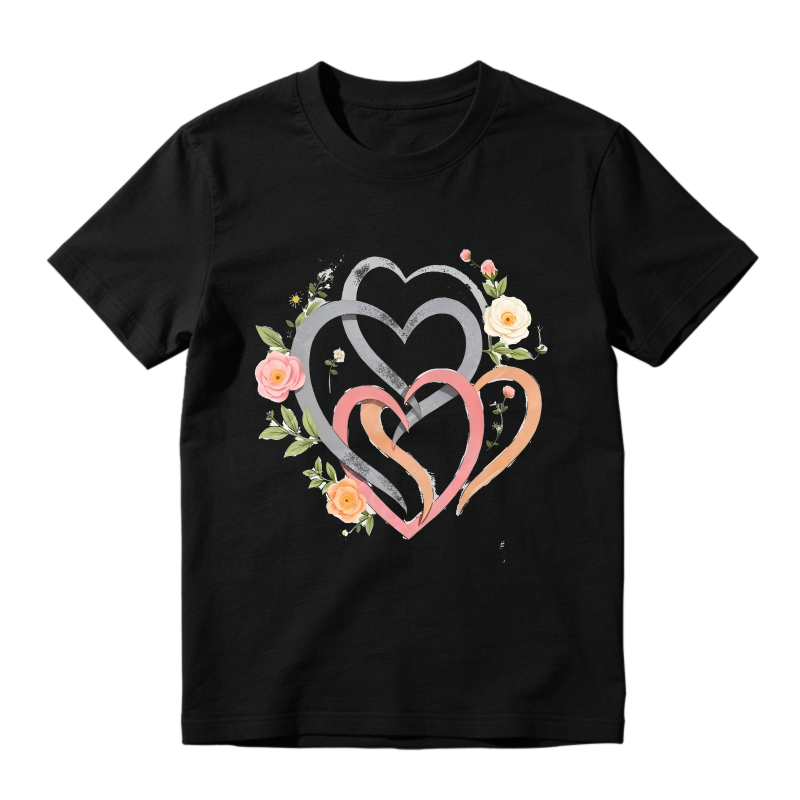 Interlocking Hearts With Flowers Unisex Classic T-shirt