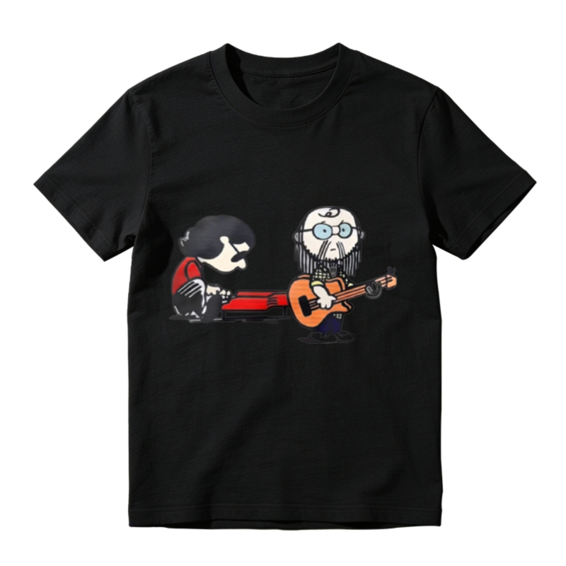 Cartoon Musician Duo Playing Guitar And Keyboard Unisex Classic T-shirt