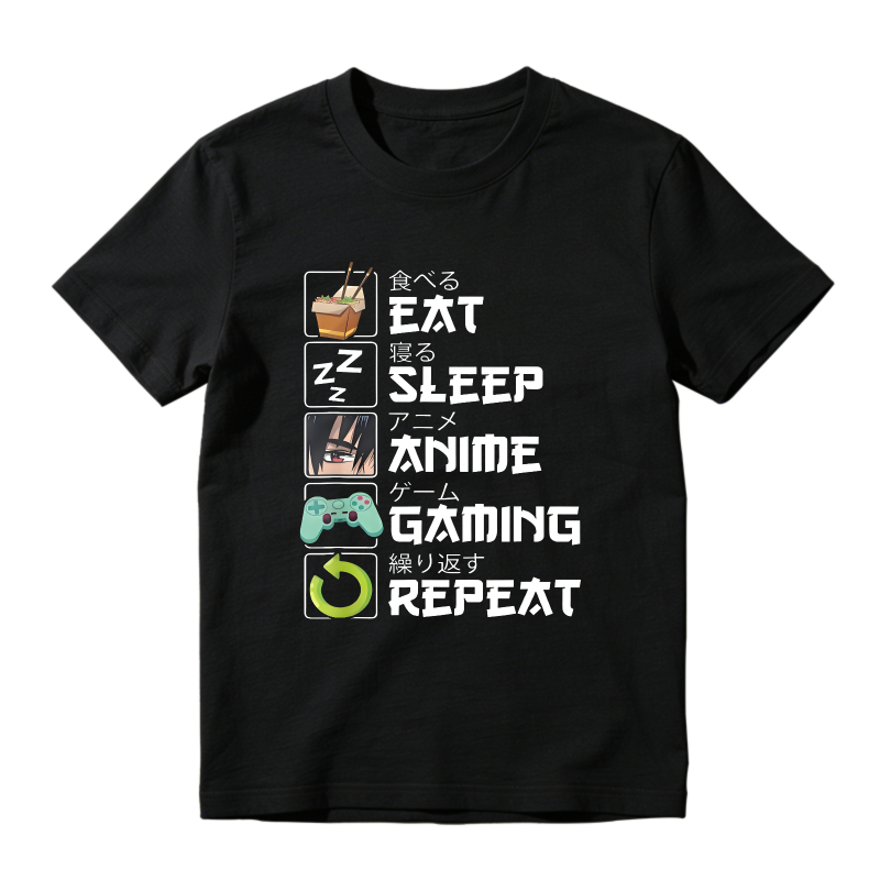 Eat Sleep Anime Gaming Repeat Pattern Unisex Classic T-shirt