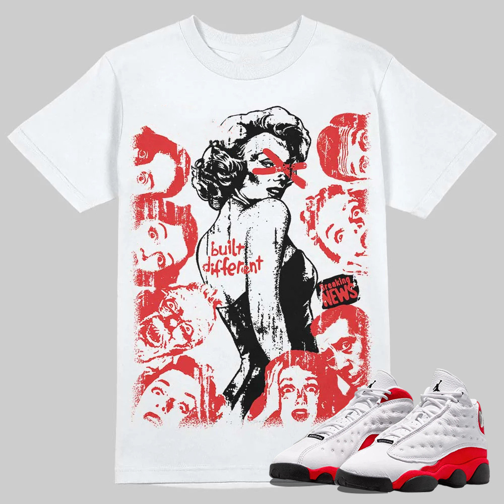 AJ 13 Chicago True Red Cherry T-Shirt Built Different Graphic