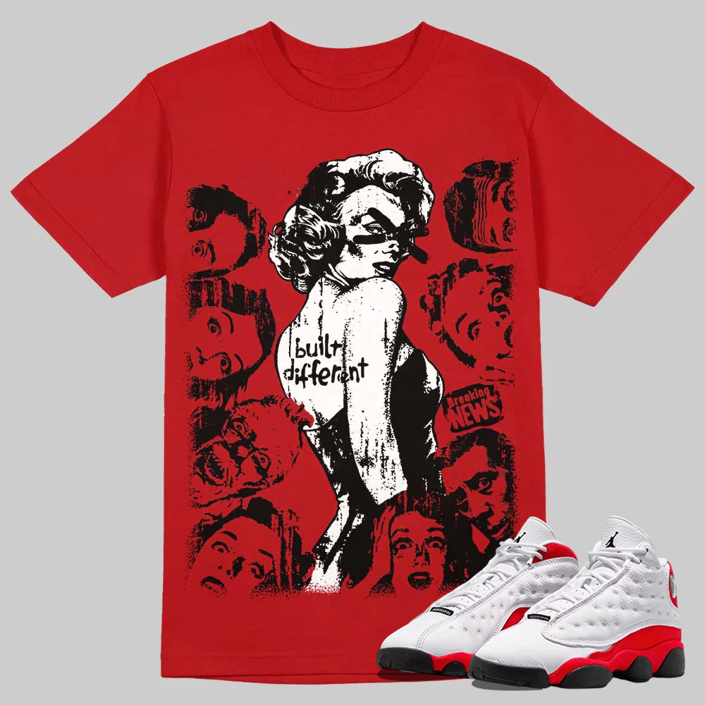 AJ 13 Chicago True Red Cherry T-Shirt Built Different Graphic