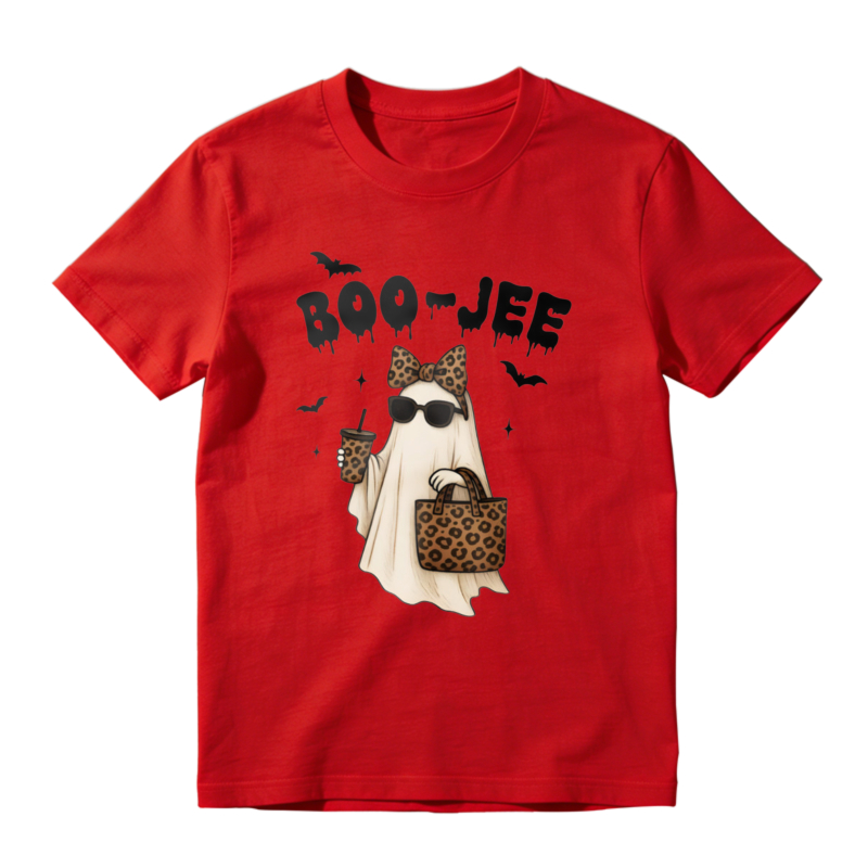 Boo Jee Leopard Print Ghost With Sunglasses And Handbag Halloween T-shirt