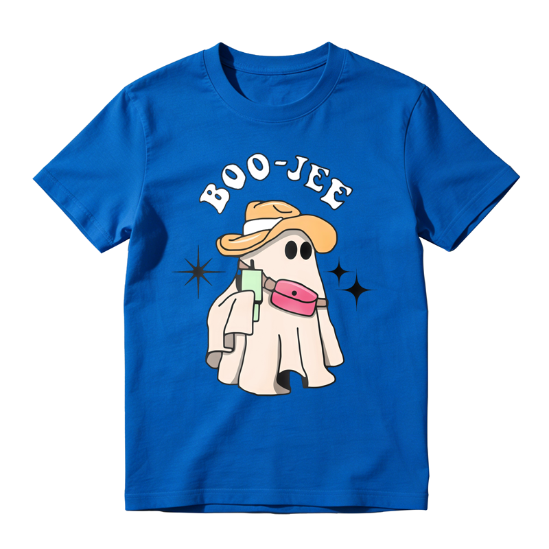 Boo Jet Ghost Wearing Cowboy Hat And Fanny Pack With Sparkles Graphic T-shirt