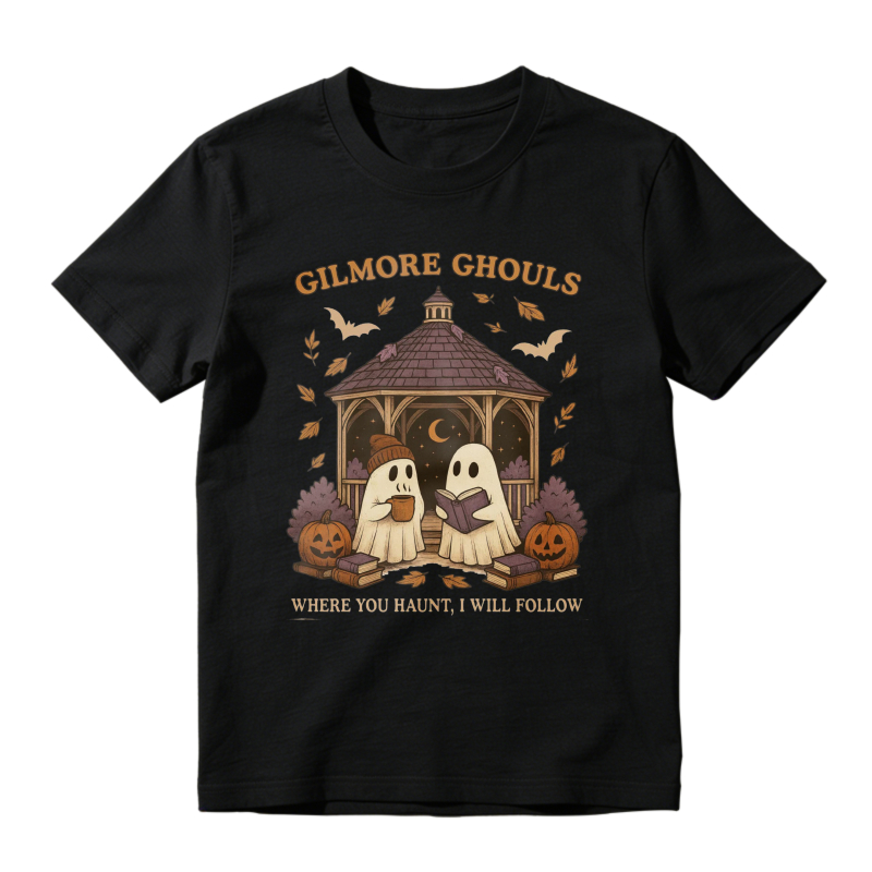 Gilmore Ghouls Where You Haunt I Will Follow Halloween Ghosts Pumpkins Gazebo Funny Quote T-shirt