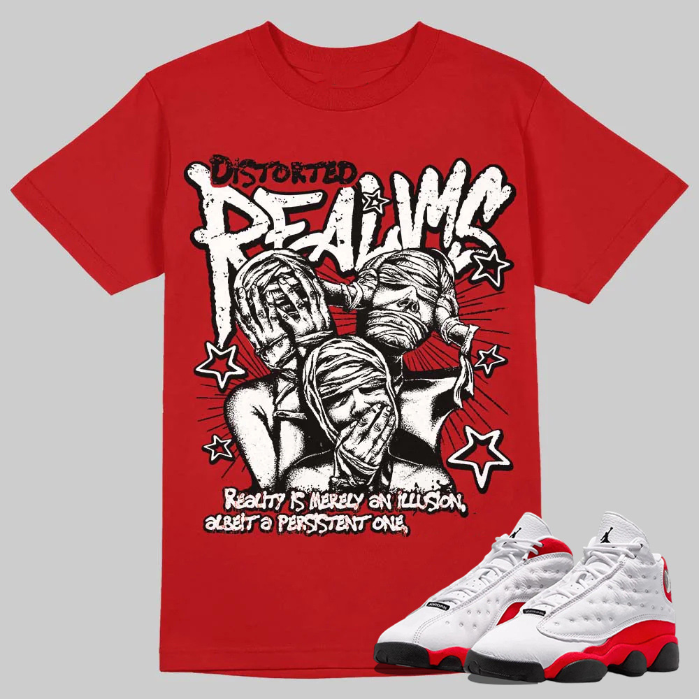 AJ 13 Chicago True Red Cherry T-Shirt Distorted Realms Graphic