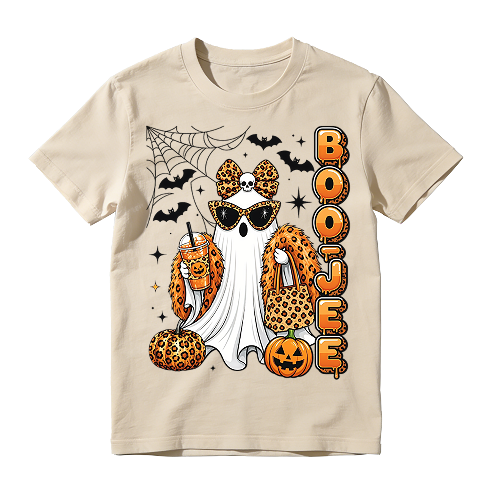 Leopard Print Ghost With Sunglasses And Boojee Text Halloween T-shirt