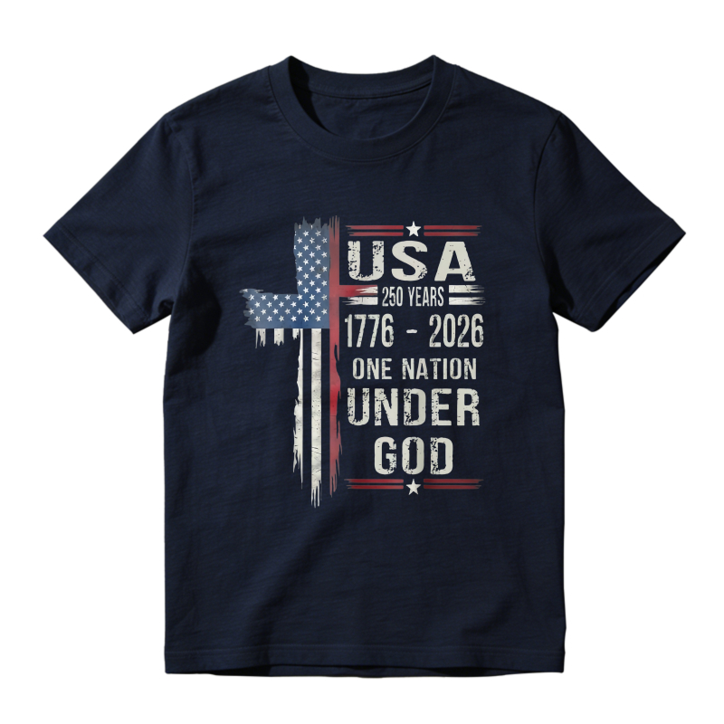 Usa Flag Cross 250 Years 1776 2026 One Nation Under God Unisex Classic T-shirt
