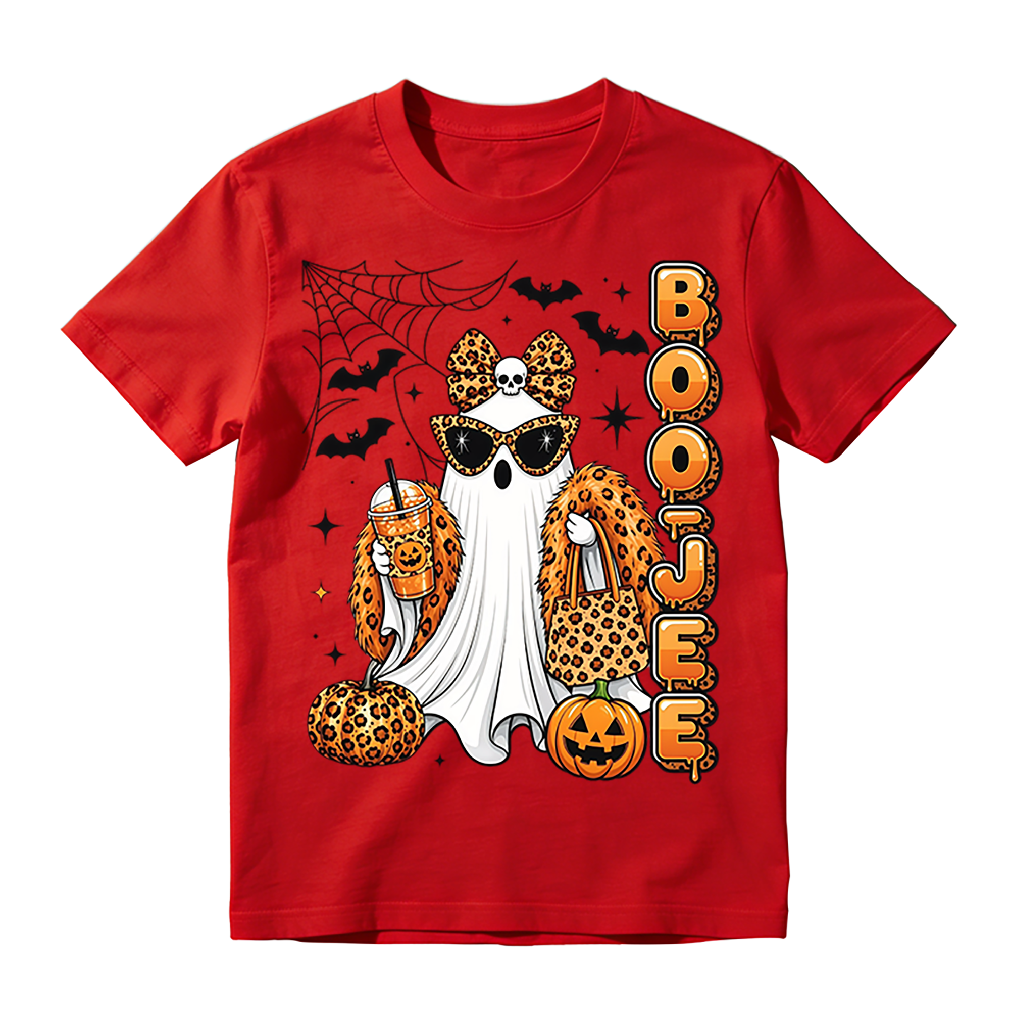 Leopard Print Ghost With Sunglasses And Boojee Text Halloween T-shirt