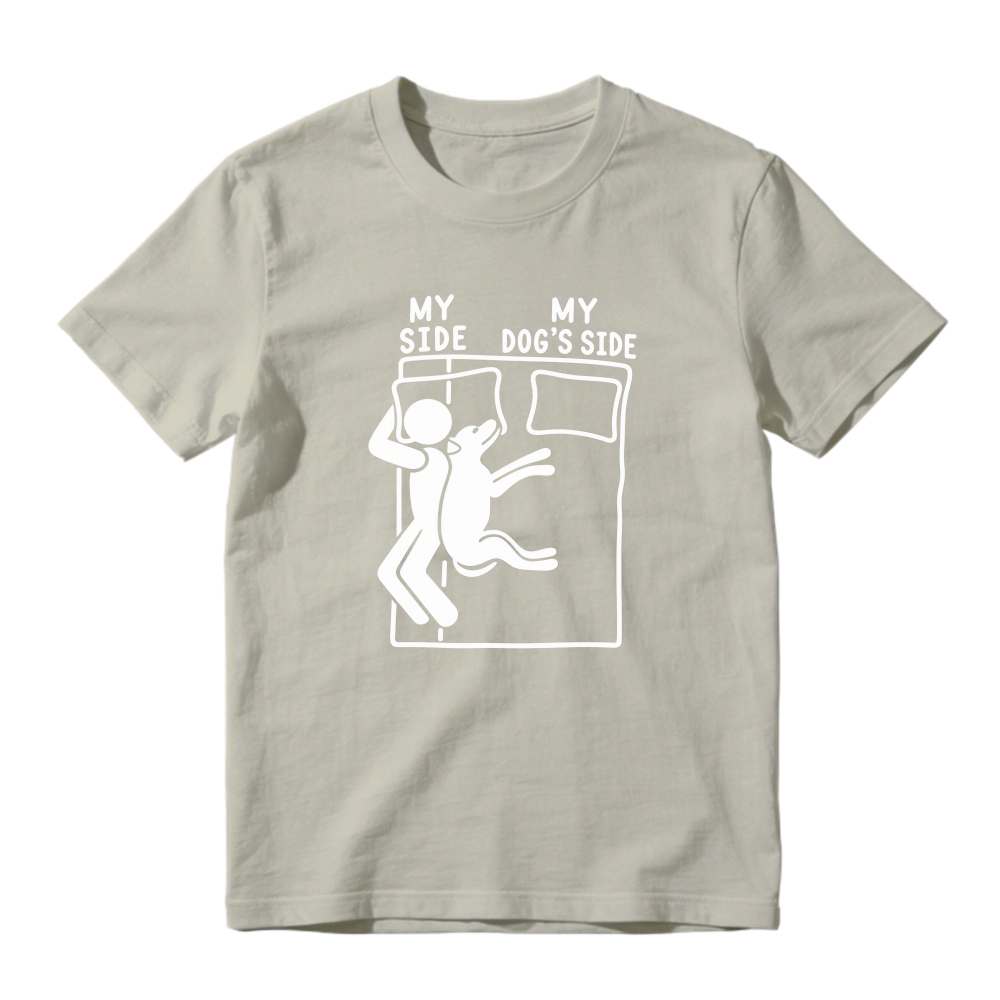 My Side My Dog S Side Funny Pet Lover Bed Sharing Graphic T-shirt