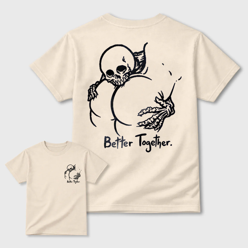 Better Together Skeleton Hug Graphic T-Shirt
