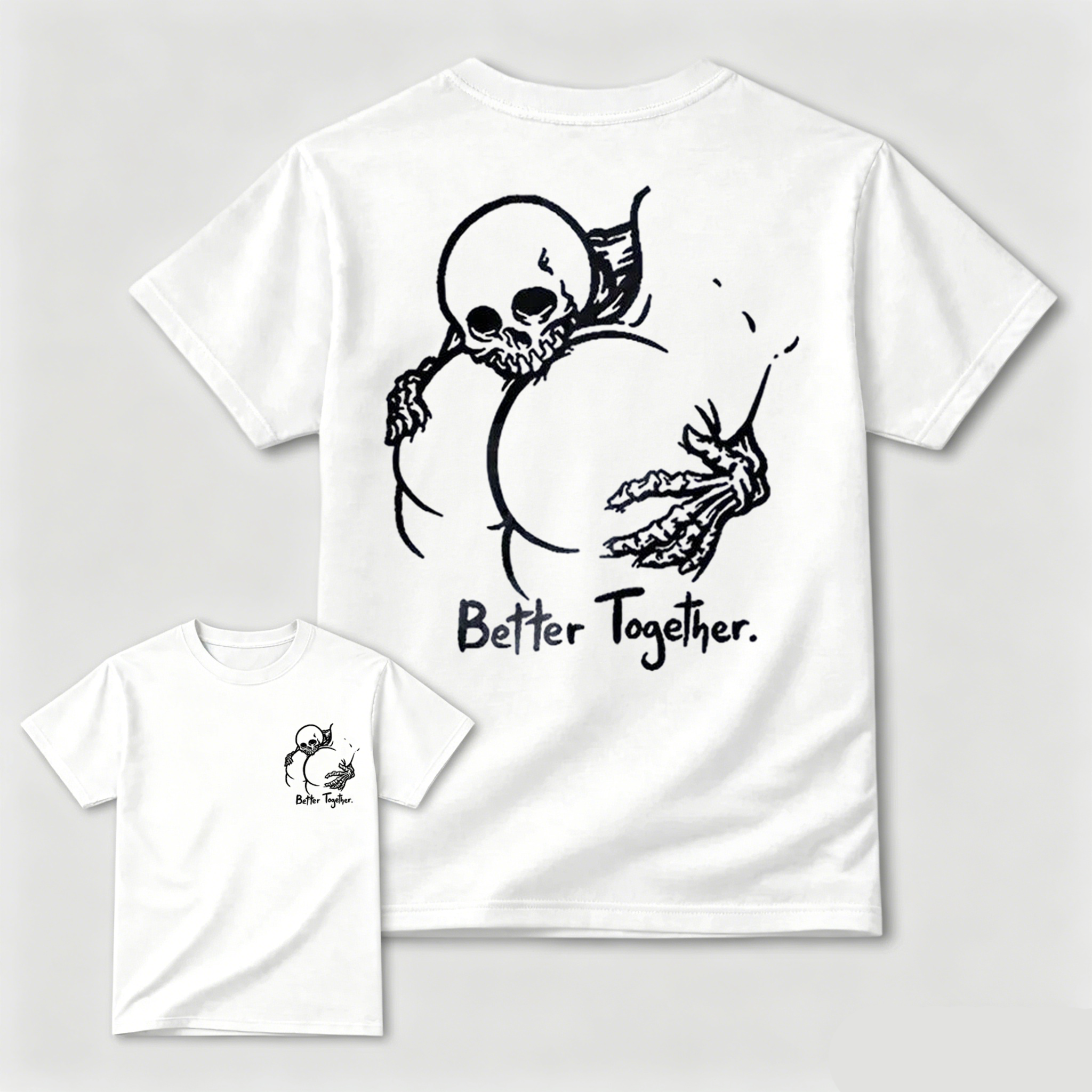 Better Together Skeleton Hug Graphic T-Shirt
