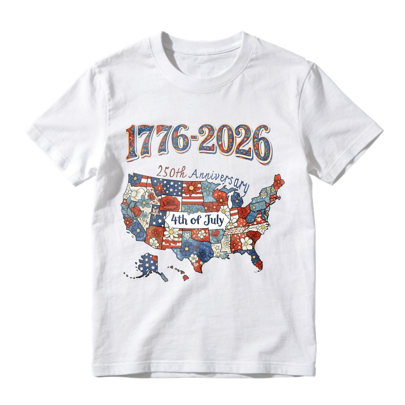 1776 2026 250th Anniversary Usa Map With American Flag And Stars Unisex Classic T-shirt