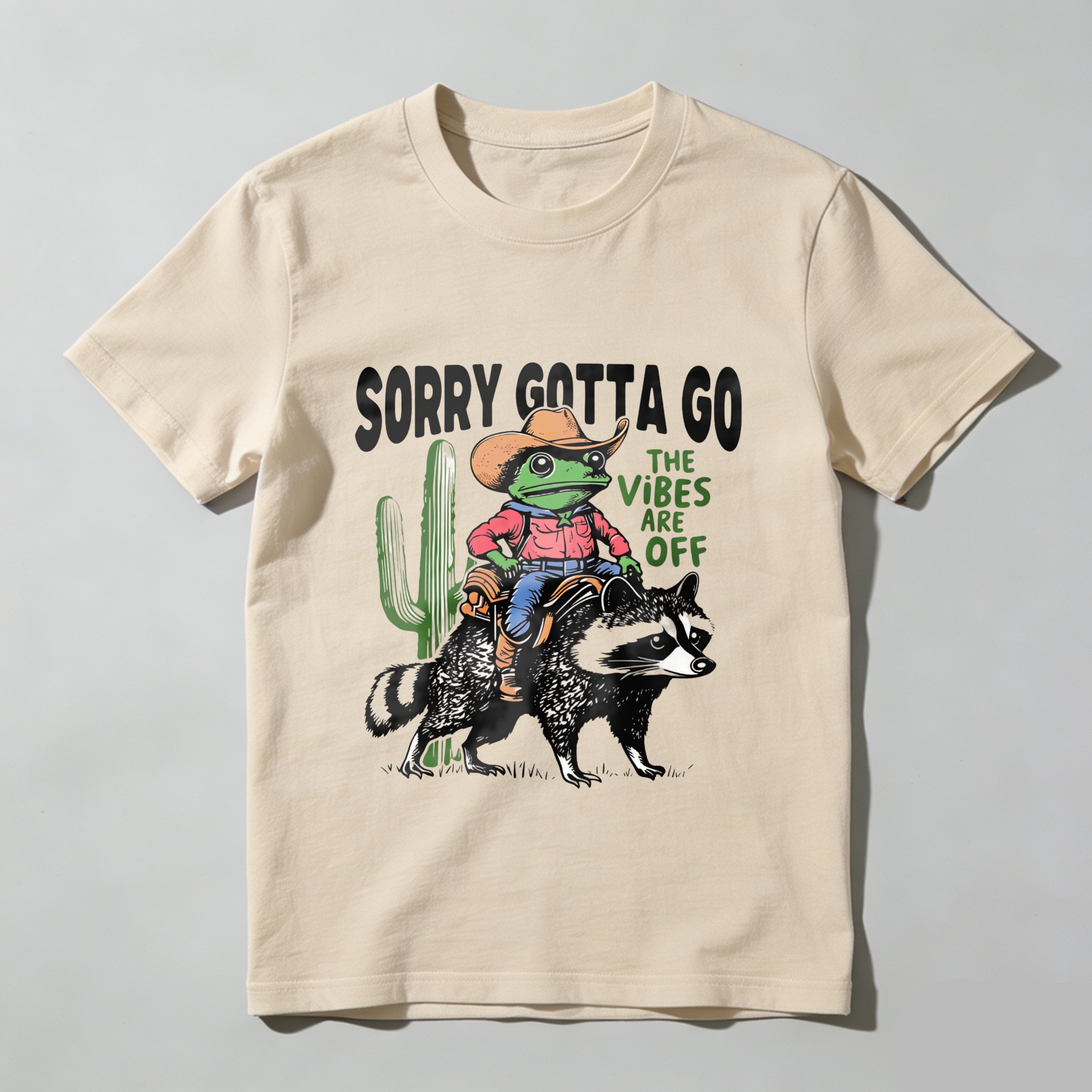 Lizard Cowboy Riding Dog Cactus Vibes Off tshirt 100% cotton