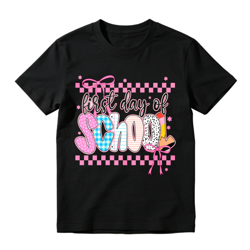 First Day Of School Pink Checkered Pattern Unisex Classic T-shirt