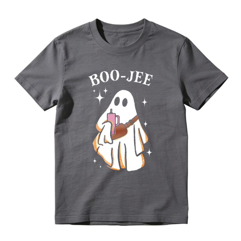 Boo Jee Ghost Holding Pink Drink And Brown Bag Funny Halloween T-shirt