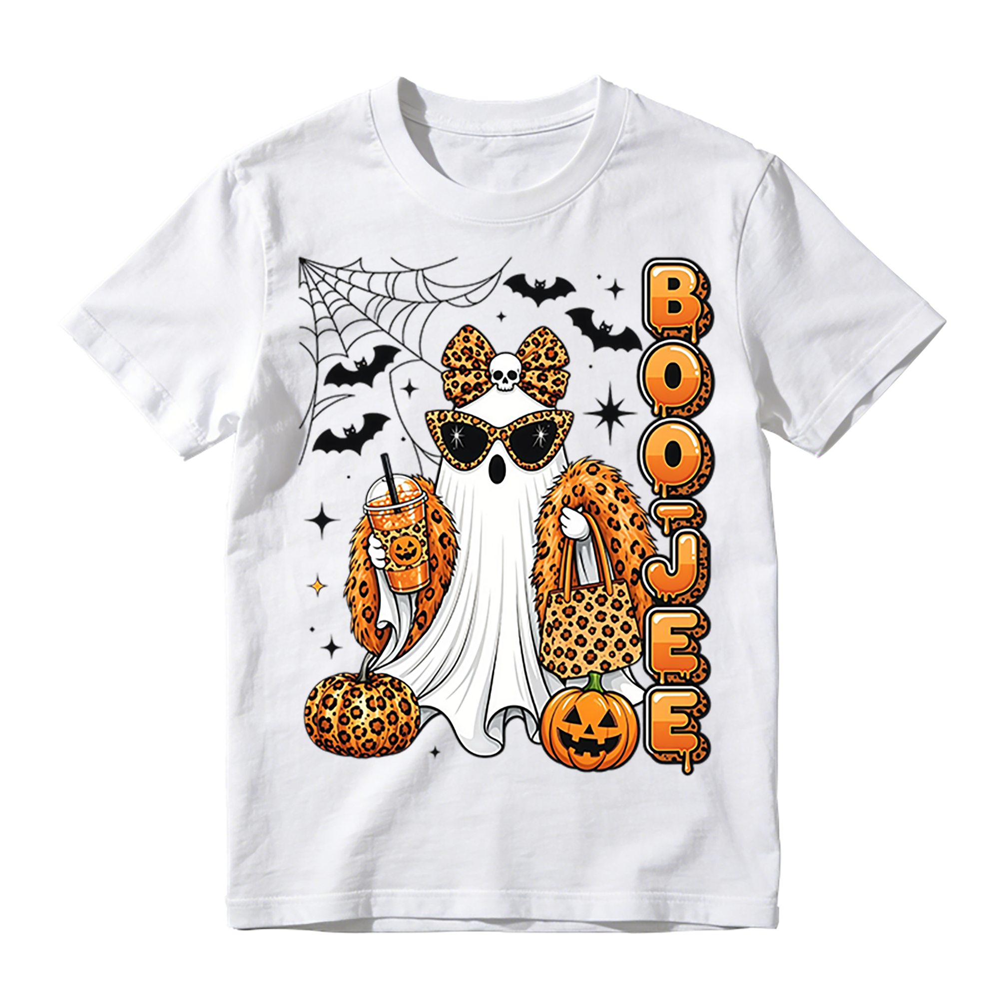 Leopard Print Ghost With Sunglasses And Boojee Text Halloween T-shirt