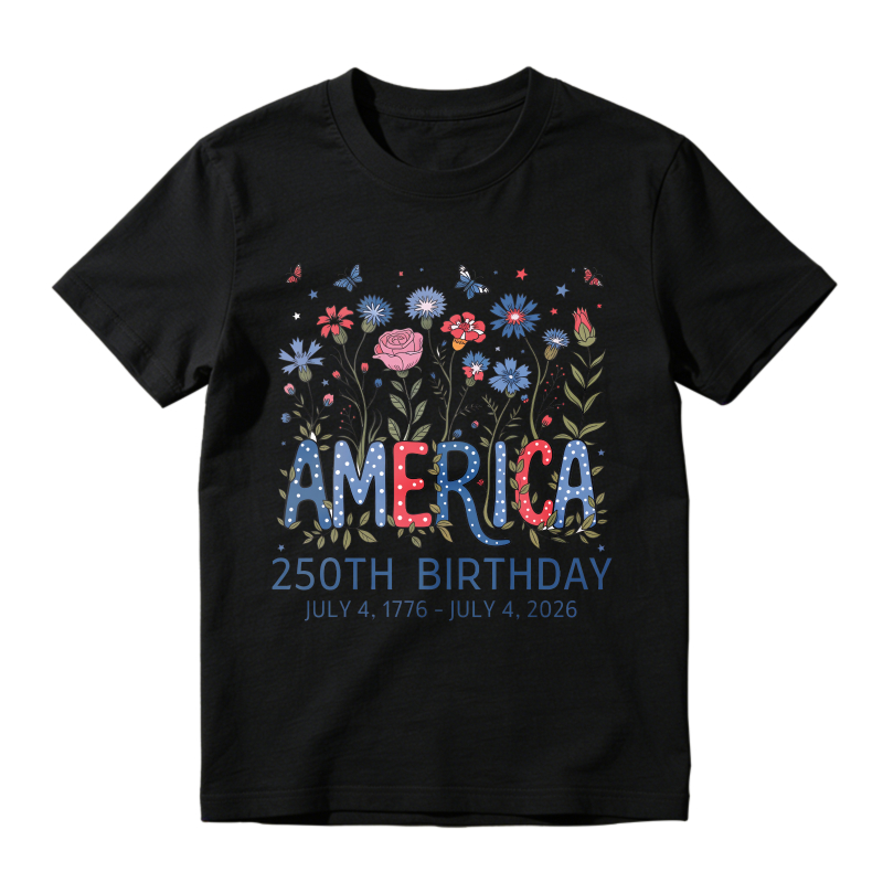 Floral America 250th Birthday July 4 1776 July 4 2026 Unisex Classic T-shirt