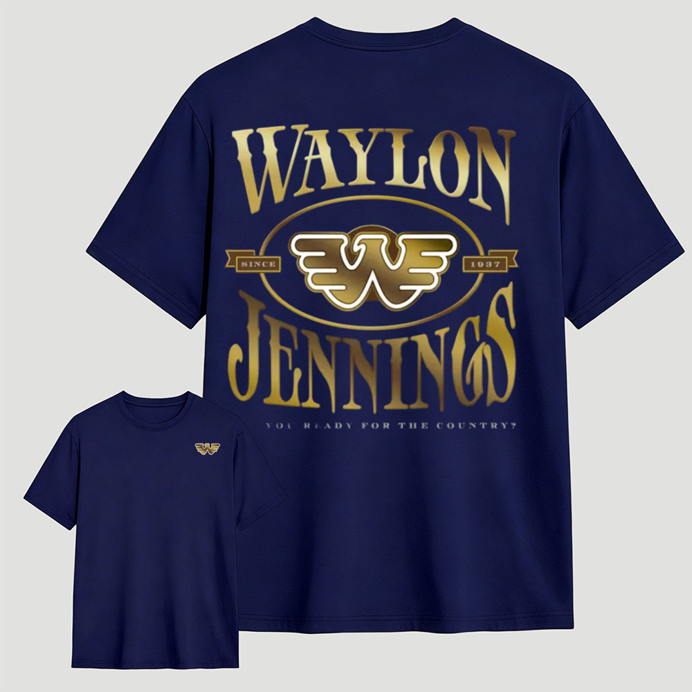 Vintage Golden Western Country Music Double Sided Print Casual T-Shirt