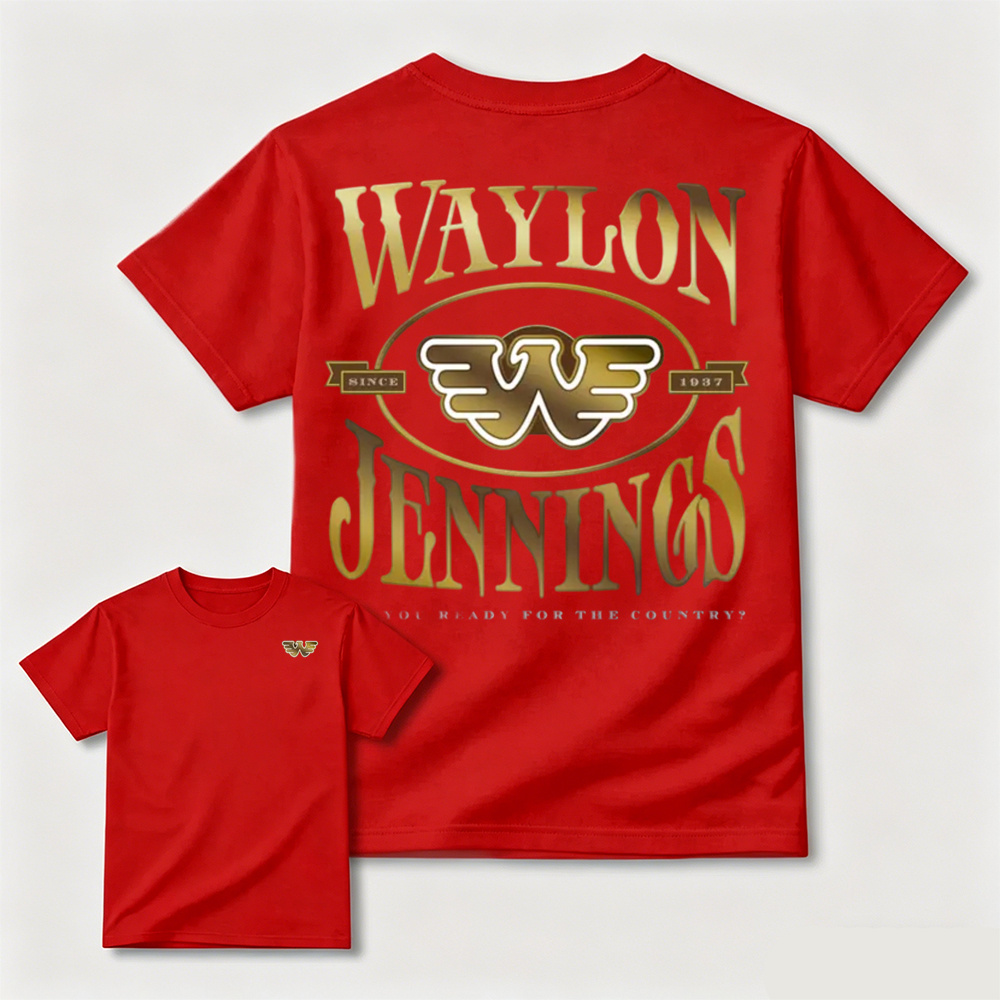 Vintage Golden Western Country Music Double Sided Print Casual T-Shirt